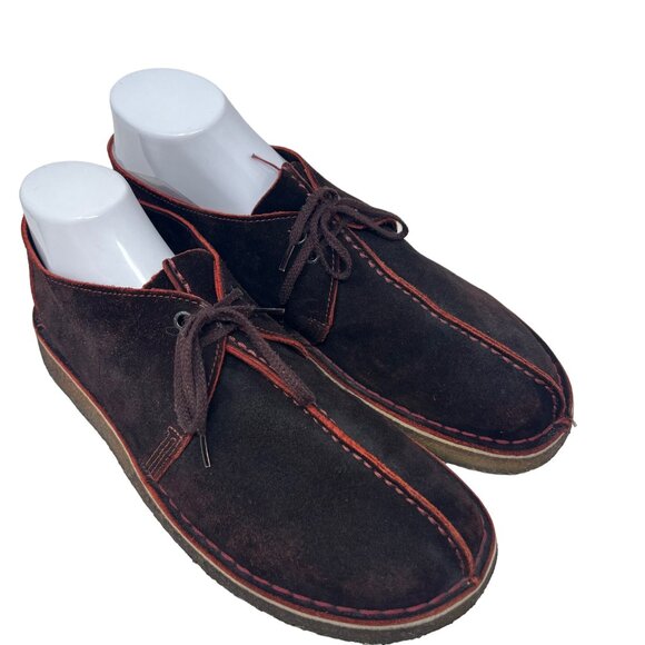 Clark’s Desert Trek Chukka Brown Red  Center Seam Suede Leather Gum Sole Size 12 - Picture 3 of 11